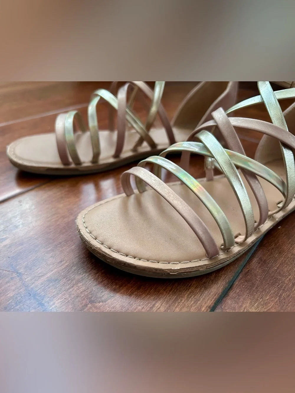 Cat & Jack gold and rose gold/neutral gladiator sandals - Size 2
